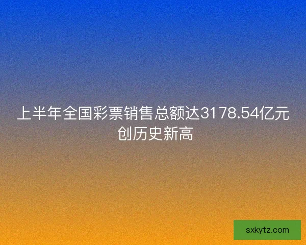 上半年全国彩票销售总额达3178.54亿元 创历史新高